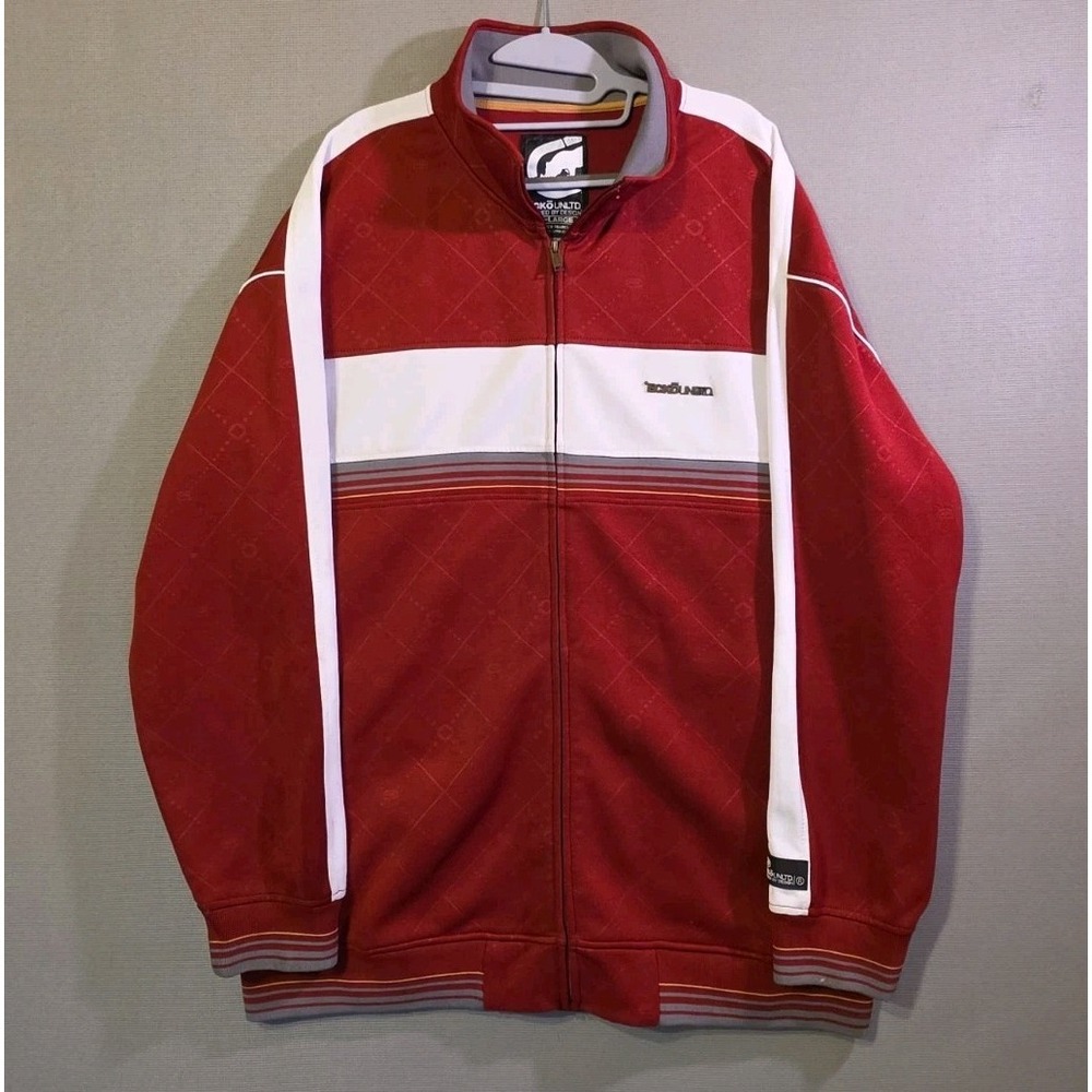 Vintage Y2K Ecko Unltd Track Jacket Sweatshirt Full Zip Men's Size XXL 2XL RED